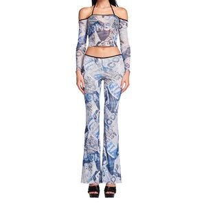 I AM GIA Blue graphic off the shoulder set